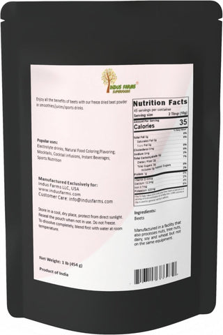 Indus Farms Superfoods Freeze Dried Beet Powder, Additive-Free, GMO-Free, Vegan