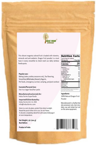 Indus farms dragon fruit powder vegan GMO-free