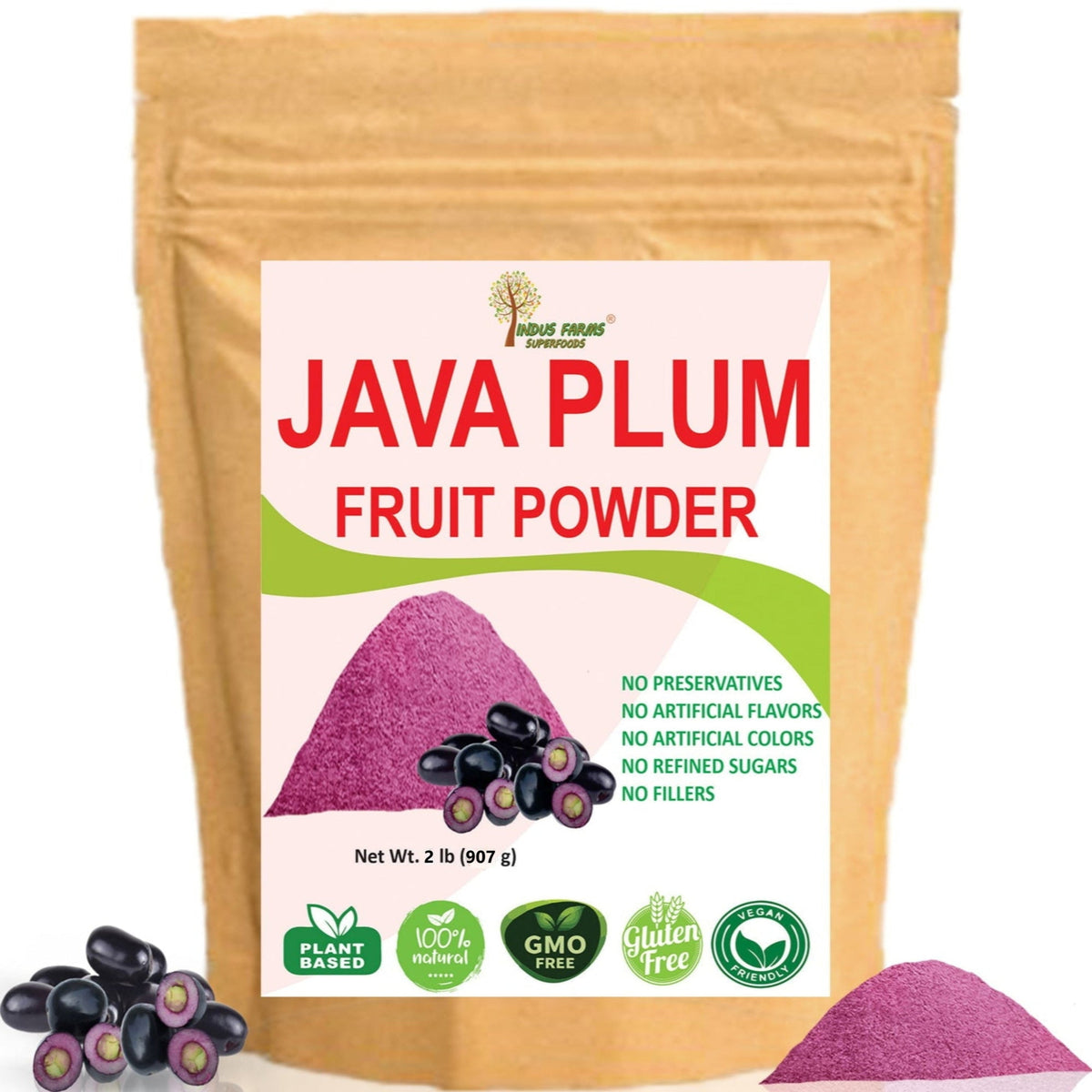 Indus Farms Superfoods Java Plum Fruit Powder, GMO-Free, Vegan, 100% N