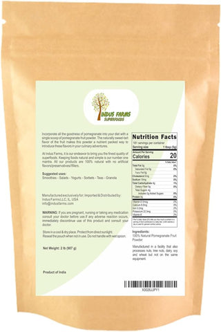 Indus Farms Superfoods Pomegranate Fruit Powder, GMO-Free, Gluten-Free, Vegan, 100% Natural