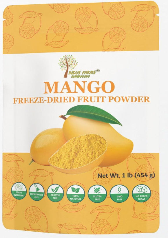Indus Farms Superfoods Freeze Dried Mango Fruit Powder, 100% Pure, Additive-Free, GMO-Free, Vegan