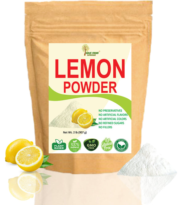 Indus Farms Superfoods Lemon Juice Powder, 100% Natural, GMO-Free, Gluten-Free, Vegan