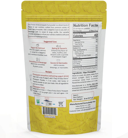 indus farms freeze dried pineapple fruit powder wholesale bulk