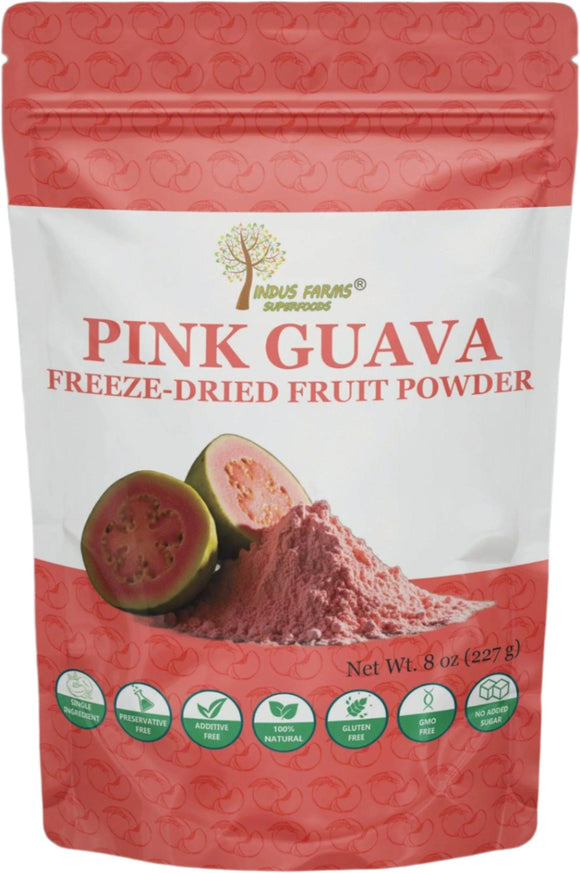 Indus Farms Superfoods Freeze Dried Pink Guava Fruit Powder, Additive-Free, GMO-Free, Vegan