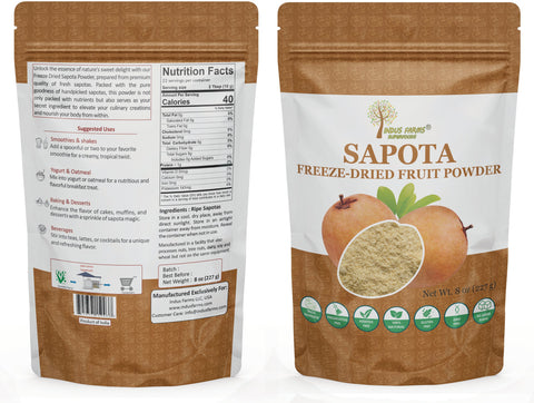 Indus Farms Superfoods Freeze Dried Sapota Fruit Powder, 100% Pure, Additive-Free, GMO-Free, Vegan