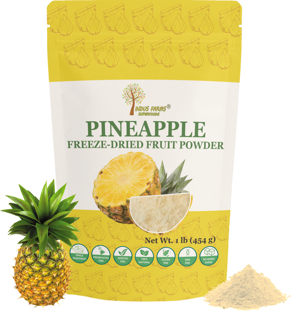 Indus Farms Superfoods Freeze Dried Pineapple Fruit Powder, Additive-Free, GMO-Free, 100% Natural, Vegan