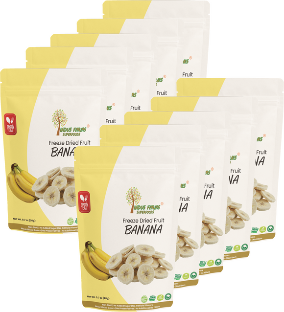 Indus Farms Superfoods Freeze Dried Bananas (Multi-Pack), Additive-Free, GMO-Free, No Added Sugars, Paleo, Vegan, No Preservatives