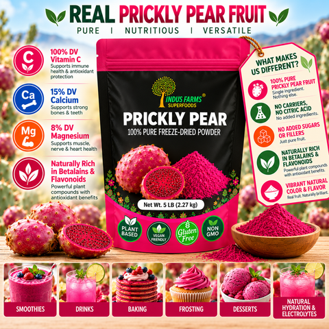 Indus Farms Freeze Dried Prickly Pear Powder, 100% Pure, GMO-Free, Additive-Free, No Added Sugars