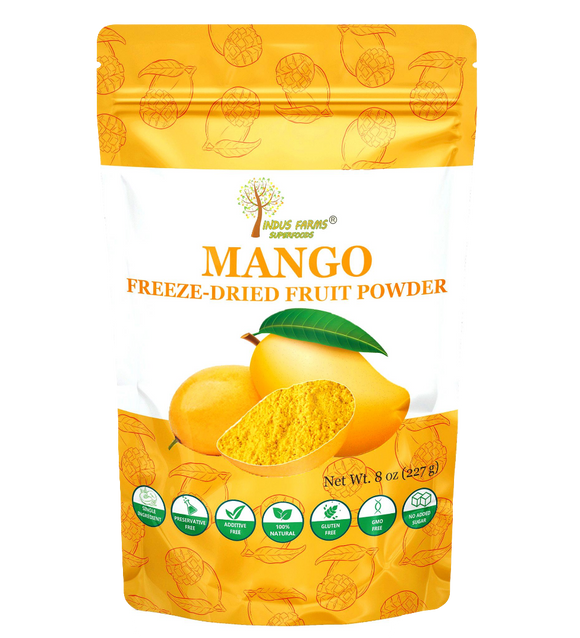 Indus Farms Superfoods Freeze Dried Mango Fruit Powder, 100% Pure, Additive-Free, GMO-Free, Vegan