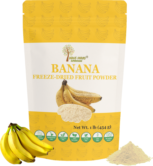 Indus Farms Superfoods Freeze Dried Banana Fruit Powder, Additive-Free, GMO-Free, Vegan, 100% Pure