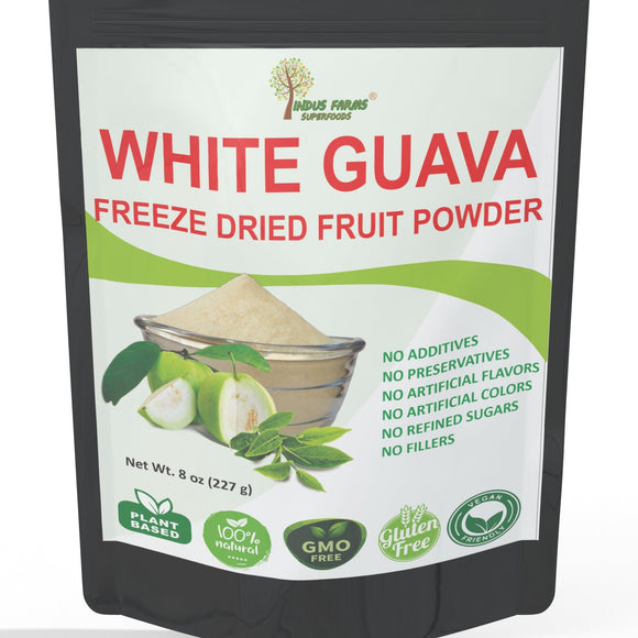 Indus Farms Superfoods Freeze Dried White Guava Fruit Powder, 100% Pure & Natural, Additive-Free, GMO-Free, Vegan
