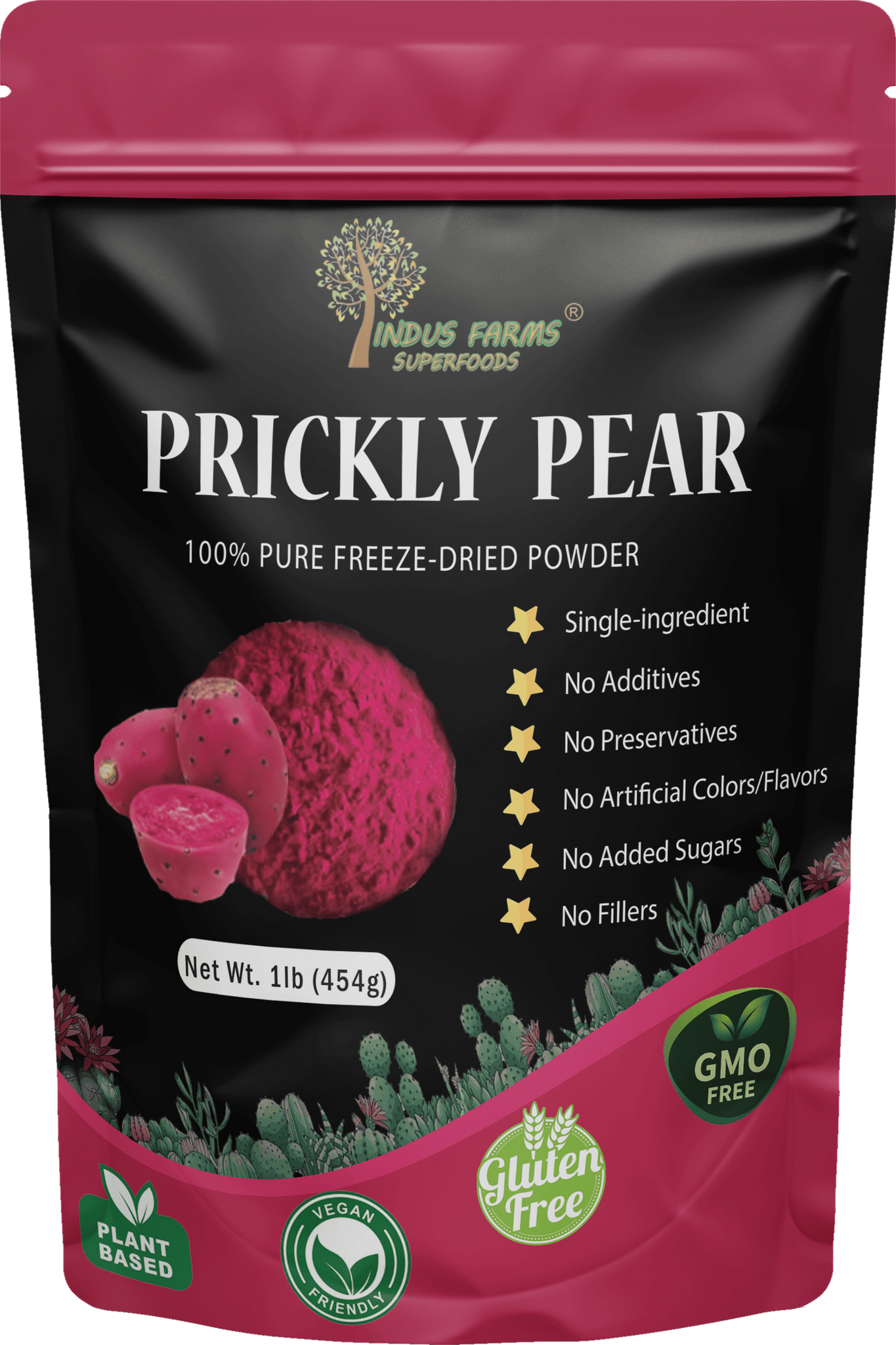 prickly pear cactus powder Indus Farms Superfoods Freeze Dried Prickly Pear Powder, 100% Pure, GMO-Free, Additive-Free, No Added Sugars 1 lb (Value Pack)