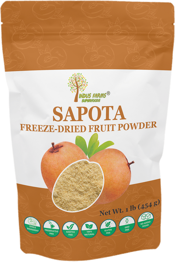 Indus Farms Superfoods Freeze Dried Sapota Fruit Powder, 100% Pure, Additive-Free, GMO-Free, Vegan