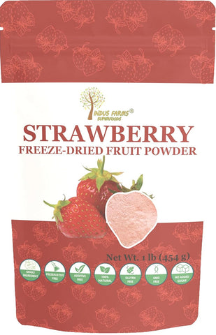 Indus Farms Superfoods Freeze Dried Strawberry Fruit Powder, 100% Pure, GMO-Free, Additive-Free, Vegan
