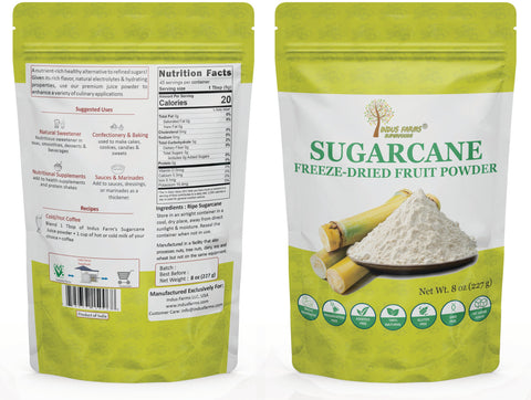 Indus Farms Superfoods Freeze-Dried Sugarcane Juice Powder, 100% Natural, Additive-Free, GMO-Free, Vegan