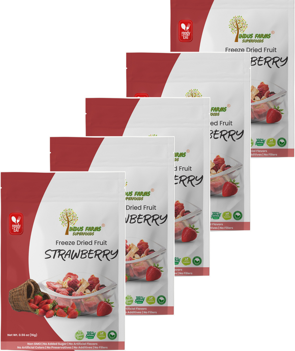 Indus Farms Superfoods Freeze Dried Strawberry (Multi-Pack), Crispy, GMO-Free, Vegan, No Added Sugars, 100% Pure