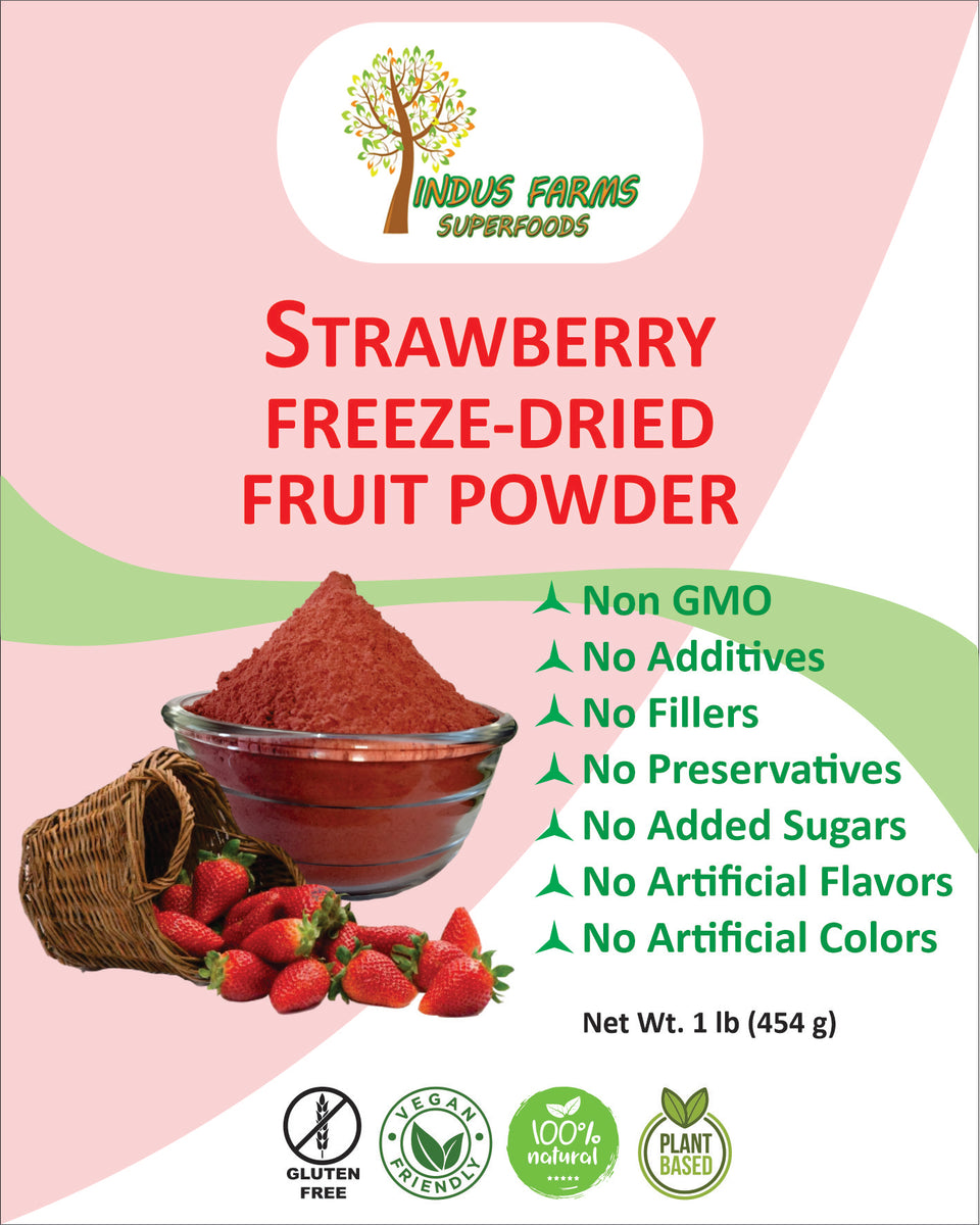 100% Pure Freeze Dried Strawberry Fruit Powder – Indus Farms Superfoods